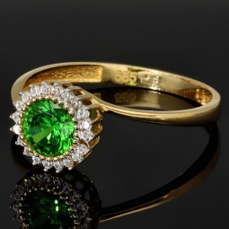 Eleganter Ring für Damen aus 14K 585 Gold besetzt mit vielen funkelnden Zirkoniasteinen RG ca.56