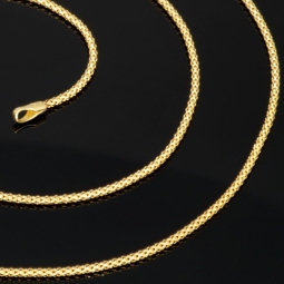 Elegante Goldkette aus funkelndem 585 14k Gold (ca. 55 cm lang, 1,3 mm breit)