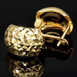 Stilvolle Mini-Creolen aus 585er 14K Gold mit polierter und rautierter Struktur