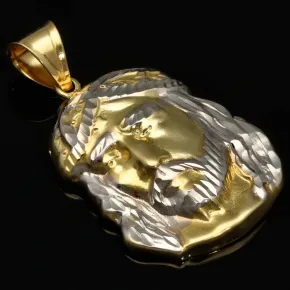 Fein gearbeiteter Jesus Anhänger aus exquisitem 14K 585 Bicolor Gold (Gelbgold und Weißgold)