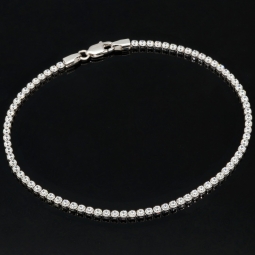 Edles Bling-Bling Tennisarmband mit weißen, leichtenden Zirkonia in 585 14K Gold in (ca. 18,5cm Länge)