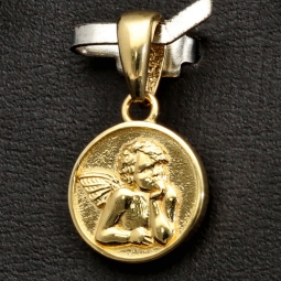 Kleiner, funkelnder Engel-Anhänger aus edlem 14k / 585 Gold (Gelbgold)