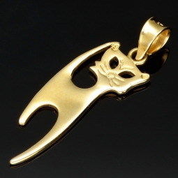 Stilvoller Katzen-Anhänger in modernem Design aus edlem 585er 14K Gelbgold