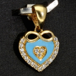 Exquisiter Herz-Anhänger mit Unendlichkeitszeichen aus 14K Gold (Gelbgold) mit feinem Zirkoniabesatz