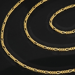Exquisite Figaro-Panzerkette in zeitlosem Design aus hochwertigem 14K 585er Gold - ca. 50cm lang, ca. 2mm