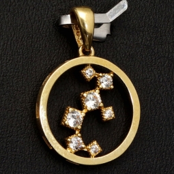 Edler Goldanhänger in modernem, abstrakten Design aus 14K 585 Gold (Gelbgold), besetzt mit edlen leuchtend, weißen Zirkonia