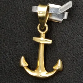 Edler Anker-Anhänger aus funkelndem Gold (14K 585 Gelbgold)
