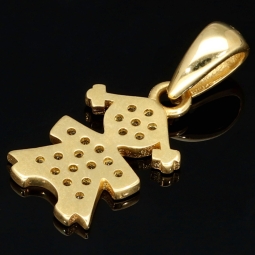 Funkelnder Goldanhänger „Mädchen“ aus 14K 585er Gold, präzise besetzt mit fein gefassten Zirkonia-Steinen
