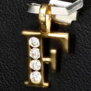 Edler 14K 585 Gold-Anhänger Buchstabe "F" mit feinem Zirkoniabesatz