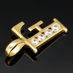 Edler 14K 585 Gold-Anhänger Buchstabe F mit feinem Zirkoniabesatz