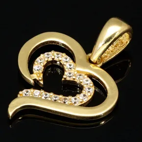 Exquisiter Herz-Anhänger in edlem Design aus funkelndem 585er 14K Gold (Gelbgold) mit leuchtenden Zirkonia besetzt