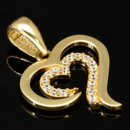 Exquisiter Herz-Anhänger in edlem Design aus funkelndem 585er 14K Gold (Gelbgold) mit leuchtenden Zirkonia besetzt