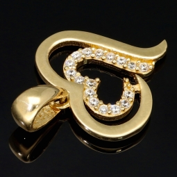 Exquisiter Herz-Anhänger in edlem Design aus funkelndem 585er 14K Gold (Gelbgold) mit leuchtenden Zirkonia besetzt