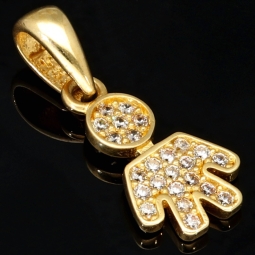 Goldanhänger „Kind, Junge“ aus 14K 585 Gold, präzise besetzt mit feinem Zirkoniabesatz