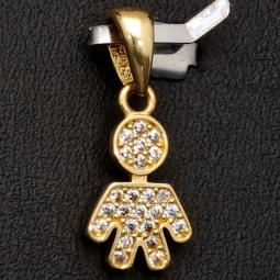 Goldanhänger „Kind, Junge“ aus 14K 585 Gold, präzise besetzt mit feinem Zirkoniabesatz