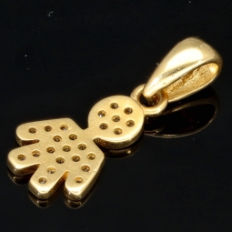 Goldanhänger „Kind, Junge“ aus 14K 585 Gold, präzise besetzt mit feinem Zirkoniabesatz
