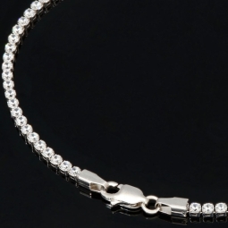 Edles Bling-Bling Tennisarmband mit weißen, leichtenden Zirkonia in 585 14K Gold in (ca. 18cm Länge)