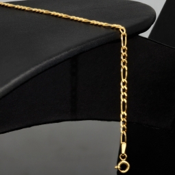 Edles Figaro Armband aus edlem, hochglanzpolierten 585 14k Gold in zeitlosem Design, ca. 2,5mm breit, ca. 20cm lang