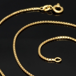 Funkelnde Venezianerkette aus hochwertigem Gelbgold (585 14k Gold) für schlanke Damen und Kinder (45cm Länge, ca. 1mm)