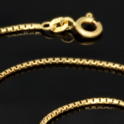Funkelnde Venezianerkette aus hochwertigem Gelbgold (585 14k Gold) für schlanke Damen und Kinder (45cm Länge, ca. 1mm)