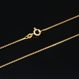 Funkelnde Venezianerkette aus hochwertigem Gelbgold (585 14k Gold) für schlanke Damen und Kinder (45cm Länge, ca. 1mm)