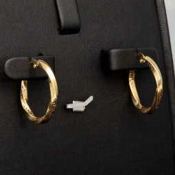 Glänzende Spiral-Ohrringe / Twist-Creolen mit feinem Greco-Muster aus exquisitem 585 / 14K Gold