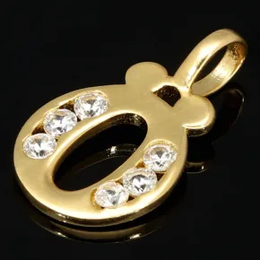 14K 585 Gold-Anhänger Buchstabe "Ö" mit leuchtenden Zirkoniasteinen besetzt