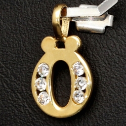 14K 585 Gold-Anhänger Buchstabe Ö mit leuchtenden Zirkoniasteinen besetzt