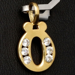 14K 585 Gold-Anhänger Buchstabe Ö mit leuchtenden Zirkoniasteinen besetzt