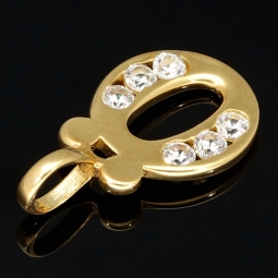 14K 585 Gold-Anhänger Buchstabe Ö mit leuchtenden Zirkoniasteinen besetzt
