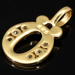 14K 585 Gold-Anhänger Buchstabe Ö mit leuchtenden Zirkoniasteinen besetzt