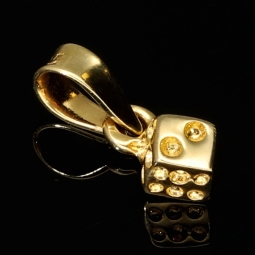 Funkelnder Mini - Würfel / Dice Anhänger aus equisitem 585 14K Gold