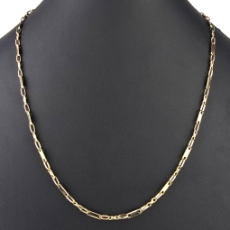 Stilvoller Mix aus Plättchenkette (Plattenkette) und Steigbügelkette aus massivem 585er 14k Gold - 60 cm Länge, ca. 4 mm breit