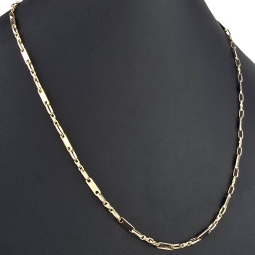 Stilvoller Mix aus Plättchenkette (Plattenkette) und Steigbügelkette aus massivem 585er 14k Gold - 60 cm Länge, ca. 4 mm breit