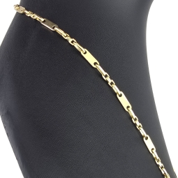 Stilvoller Mix aus Plättchenkette (Plattenkette) und Steigbügelkette aus massivem 585er 14k Gold - 60 cm Länge, ca. 4 mm breit