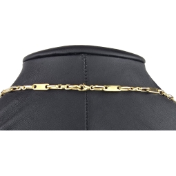 Stilvoller Mix aus Plättchenkette (Plattenkette) und Steigbügelkette aus massivem 585er 14k Gold - 60 cm Länge, ca. 4 mm breit