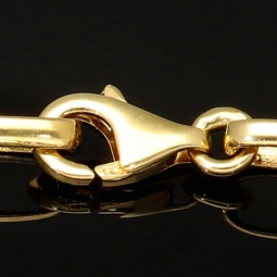 Stilvoller Mix aus Plättchenkette (Plattenkette) und Steigbügelkette aus massivem 585er 14k Gold - 60 cm Länge, ca. 4 mm breit