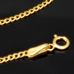 Fein gearbeitete Panzerkette aus edlem 585 /14k Gold für Damen (ca. 46cm, 1,3mm)