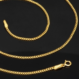 Fein gearbeitete Panzerkette aus edlem 585 /14k Gold für Damen (ca. 46cm, 1,3mm)