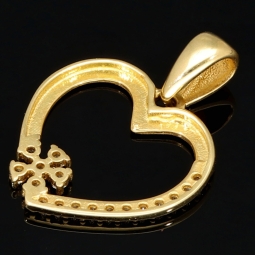 Exquisiter Herz-mit-Blüte-Anhänger aus 585er 14K Gold aus Zirkoniasteinen