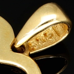 Exquisiter Herz-mit-Blüte-Anhänger aus 585er 14K Gold aus Zirkoniasteinen