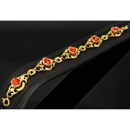 Exquisites Damen - Armband aus 333er (8k) Bicolor Gelbgold mit Rosenblüten aus Roségold mit filigranen Details ca. 19,5cm lang