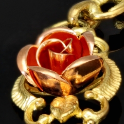 Exquisites Damen - Armband aus 333er (8k) Bicolor Gelbgold mit Rosenblüten aus Roségold mit filigranen Details ca. 19,5cm lang