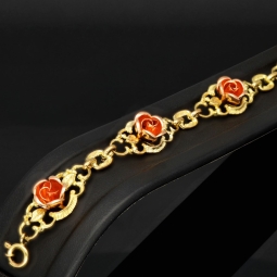 Exquisites Damen - Armband aus 333er (8k) Bicolor Gelbgold mit Rosenblüten aus Roségold mit filigranen Details ca. 19,5cm lang