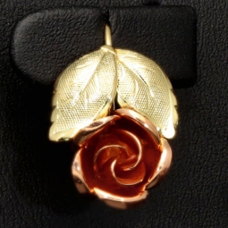 Ohrringe aus edlem 333 / 8 Karat Bicolor Gold  (Gelbgold und Roségold) mit dem Rosen-Motiv mit filigranen Details