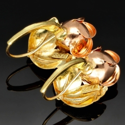 Ohrringe aus edlem 333 / 8 Karat Bicolor Gold  (Gelbgold und Roségold) mit dem Rosen-Motiv mit filigranen Details