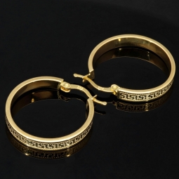 Funkelnde 585 / 14K Gold-Creolen in stilvollem Greco-Design mit kunstvollen Ornamenten und zeitloser Ausstrahlung