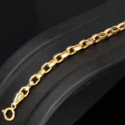 Luxuriöses Baby-Ankerarmband - Armband mit Gravurplättchen aus edlem, funkelnden 14k (585) Gold in ca. 15 cm Länge