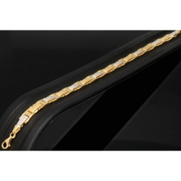 Funkelndes Gold-Armband mit Greco Muster aus edlem Bicolor 585er Gelb- und Weißgold (ca. 22,5 cm Länge, 6mm Breite)