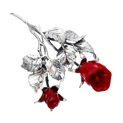 aufsehenerregende Ansteckblume - edle Brosche aus 925er Sterling-Silber und Rosenblüten aus Murano-Glas
